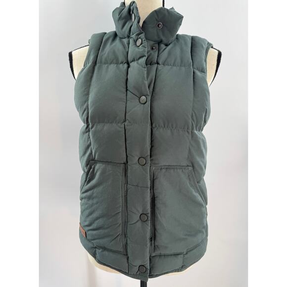 Columbia Womens Retro Green Puffer Vest Blanket Flannel Lined Down XS Cozy Warm - Picture 2 of 11